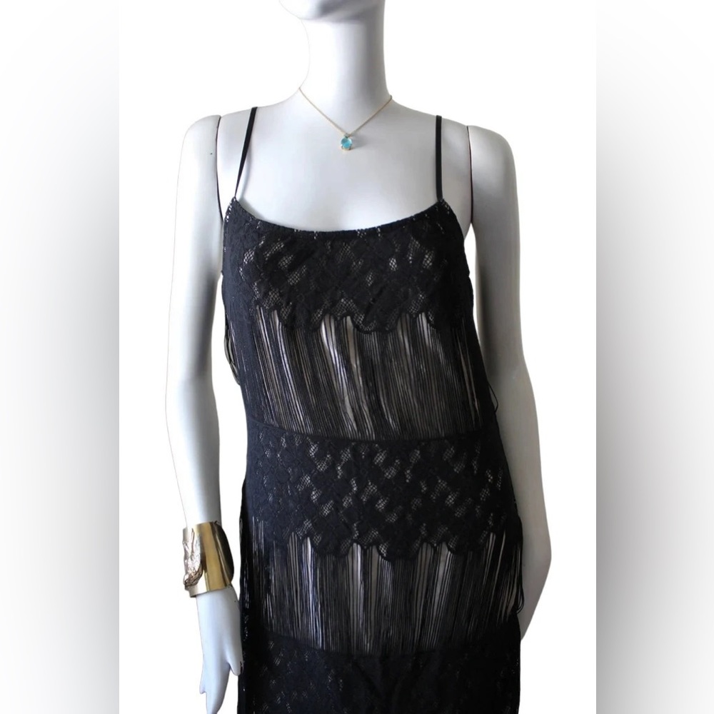 Sold on another platform - Casadei fringe black dress vintage 90s